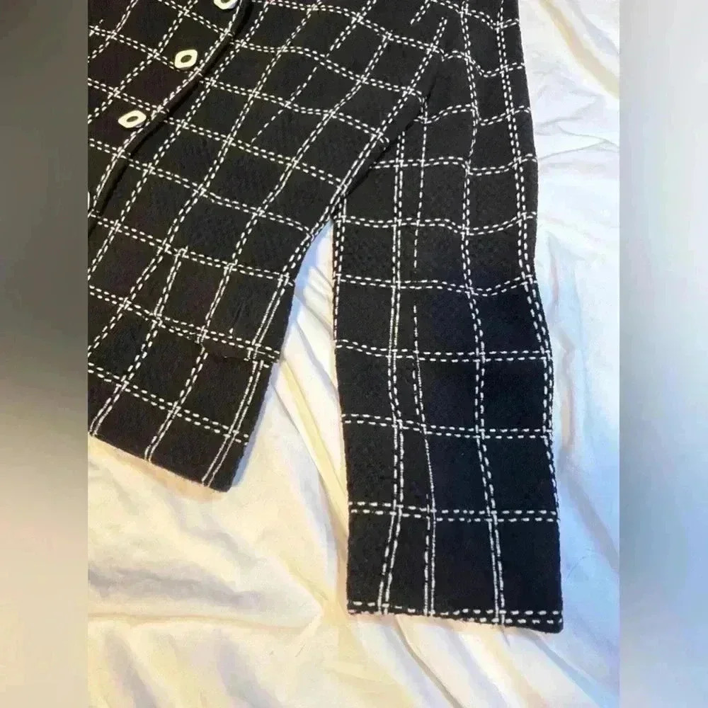 Women Moiselle Vintage Black Plaid Blazer/ Jacket- Wool - Picture 5 of 13